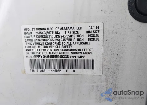 2014 Acura Mdx Tech Pkg z USA, uszkodzony, nr VIN 5FRYD4H40EB045338